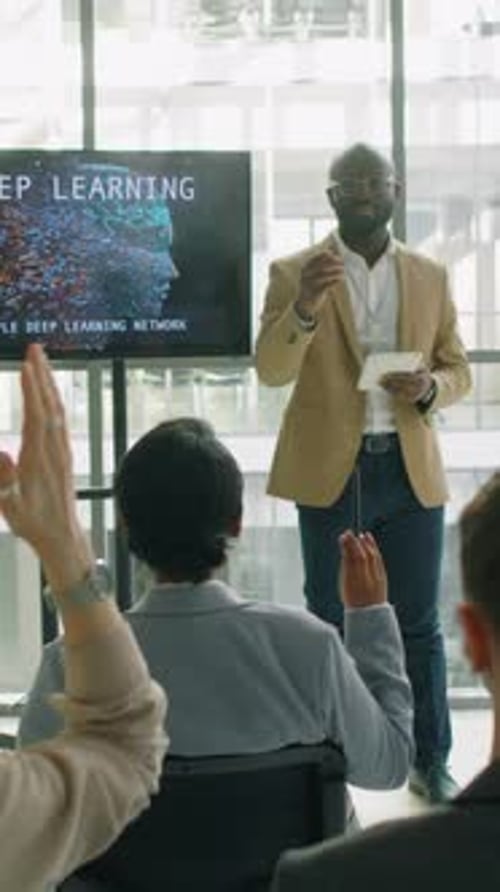 Public Speaker Answering Questions from Audience