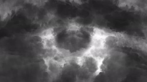 Stormy with supercell thunderstorm and lightning bolts 4k.