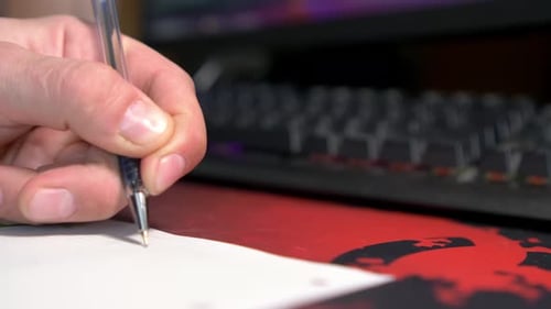 Creative Hand Writing on Paper with Dynamic Keyboard Lighting