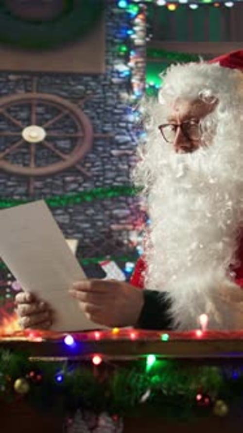 Santa Reading List in Christmas Decorated Home