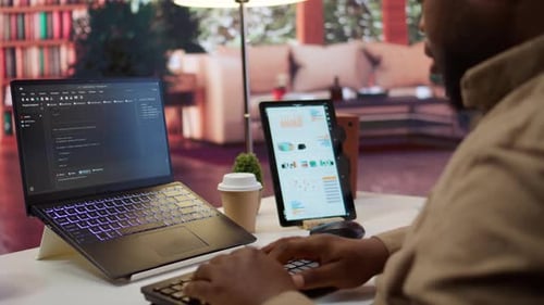 AI Software Developer Creating an Algorithm for Deep Learning and Data Mining