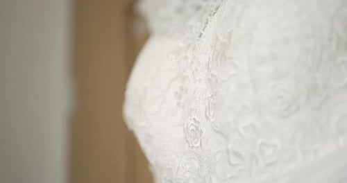 Closeup of White Lace Fabric with Delicate Textured Detail