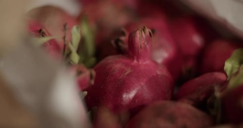Fresh Pomegranates Stacked Together for Fruit Display