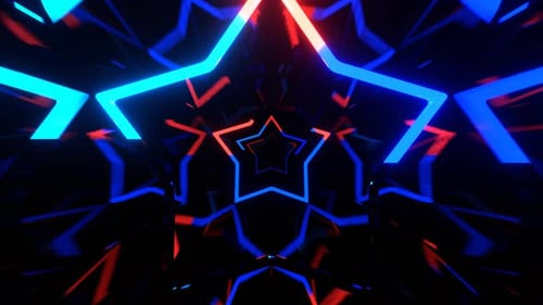 Blue And Red Active Flashing Abstract Neon Tunnel Background Vj Loop In 4K