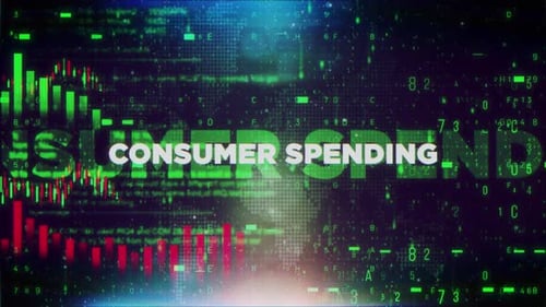 Consumer Spending With Decrease Bar Chart Graph And Arrow Green