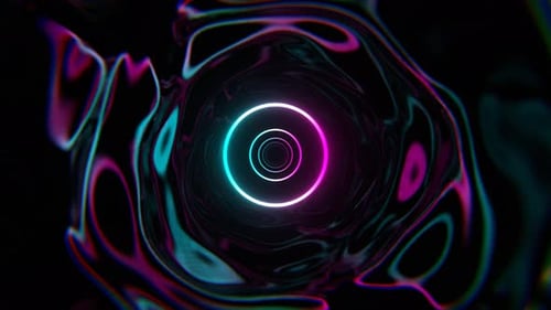 Cyan And Pink Infinity Sci Fi Neon Tunnel Background VJ Loop l 4K