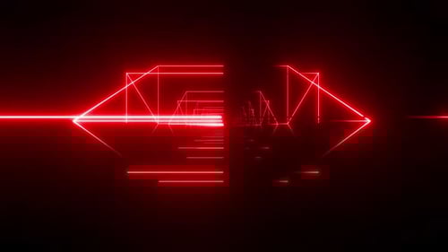 Dynamic red neon tunnel abstract futuristic background for commercial use