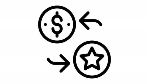Animated Money And Star Conversion Flat Line Icon