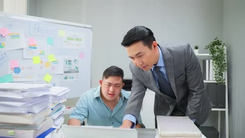 Asian young businessman patient work with manager in office workplace.