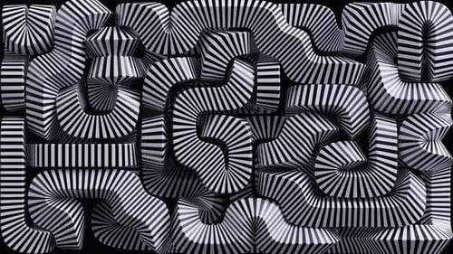 Dynamic Abstract 3D Optical Illusion with Black and White Stripes