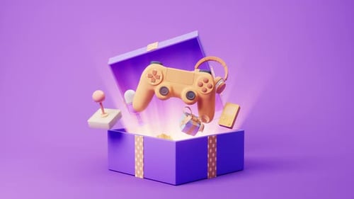 Manette de jeu et boîte-cadeau de style dessin animé