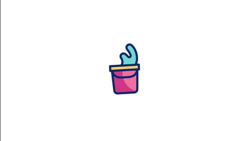 Flat Design Animated Bucket with Splashing Water Icon