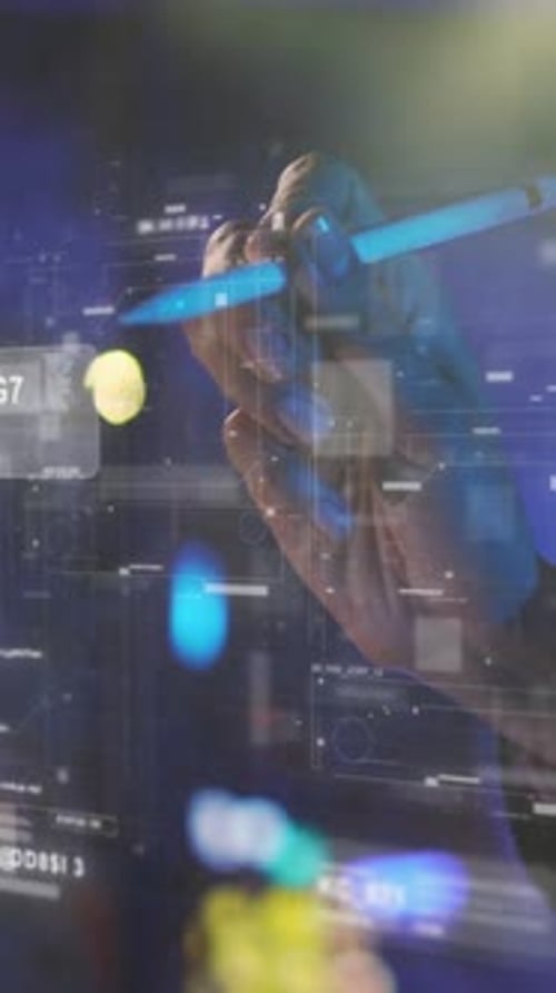 Hand Interacting with Futuristic Holographic Interface