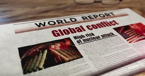 Periódico sobre conflictos globales sobre la mesa