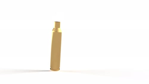 Eine leere Patronenhülle fällt auf eine weiße Super Zeitlupe 1000 FPS