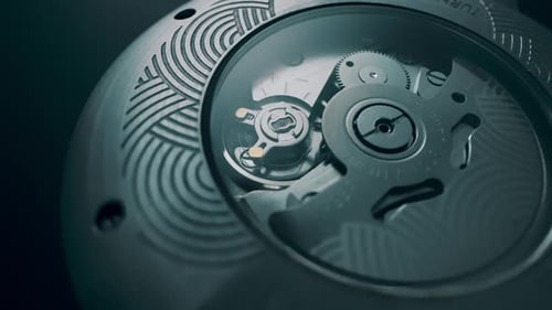 Macro Shot of a Luxury Mechanical Watch with Visible Inner Components