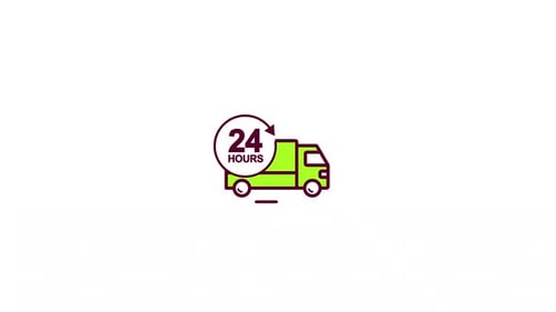 24-Hour Delivery Service Flat Design Icon Animation