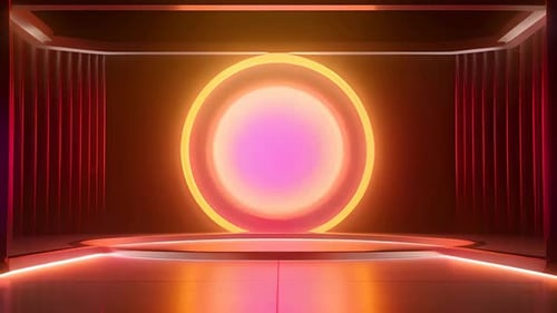 Podium Futuristische Vitrine mit Plattform für Produktausstellungen. Leeres modernes Bühnendisplay