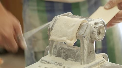 Close Up Shot Of Person Kneading Preparing Hand Made Italian Pasta