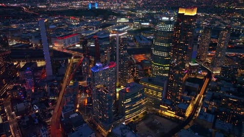 Lively vibrant neversleeping New York city panorama. Magnificent metropolis full of lights at night.