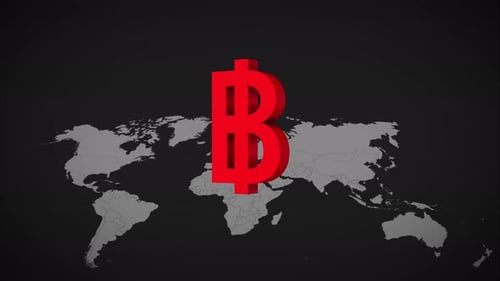 World Map Background with Animated Baht Currency Symbol