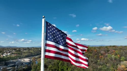 American Flag Waving on a Sunny Day