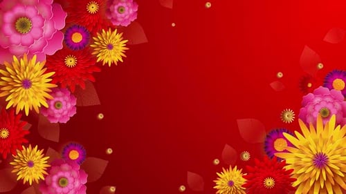 Animated Decorative Flowers Background with Growing Bloom Effect