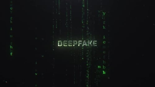 Deepfake Words On The Matrix Background
