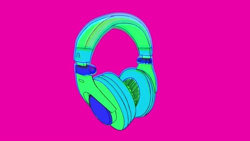 Risograph Style Green & Blue Headphones On Alpha