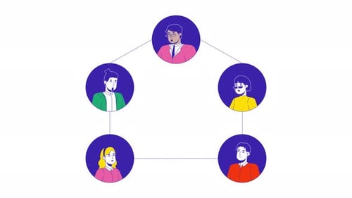 Flat Design People Network Connection Organizational Chart Animation