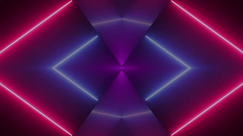 Abstract Neon Geometric Lines Tunnel Loop Background