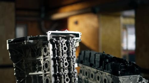 Disassembled Engine Block on the Table the Mechanic Opened the Locking Valve Mechanism Motor Capital