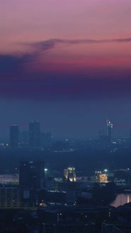 Twilight Descending On Cityscape