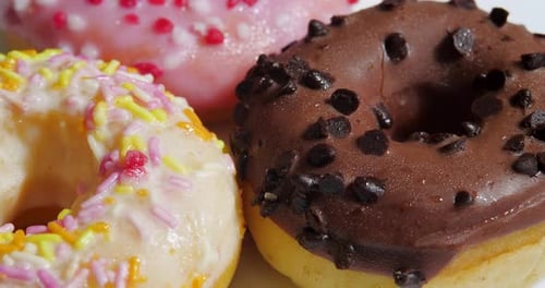 Colorful Donuts with Sprinkles Close Up