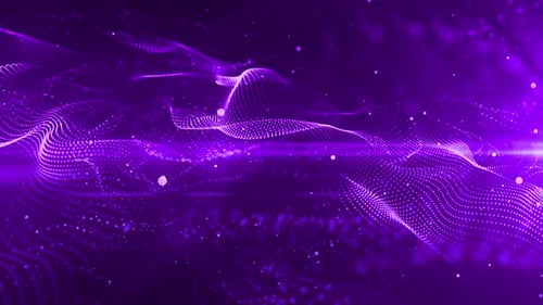 Abstract Purple Particle Waves Digital Background Animation