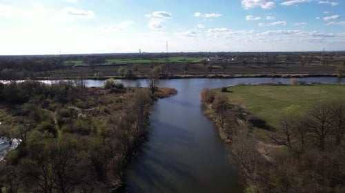 Aerial view of the lake in lower silesia. Bajkal, Siechnice