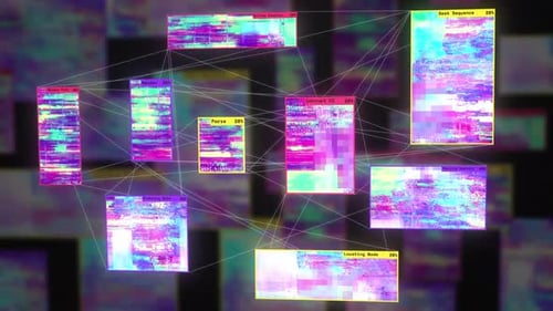 Neon Glitch Data Network and Cyber UI Animation