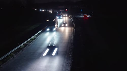 Light Trails on the Highway at Night Road Traffic Time Lapse