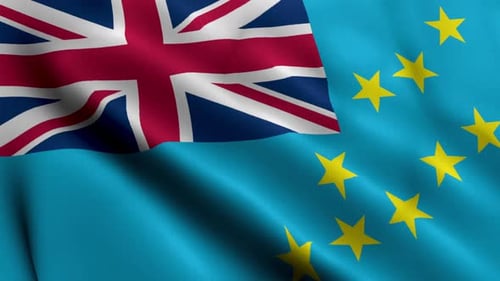Waving Flag of Tuvalu with Realistic Fabric Motion