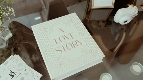 wedding guest book a love story on elegant glass table