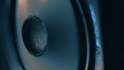 Macro of Vibrating Speakers Membranes of Professional Sound Speaker