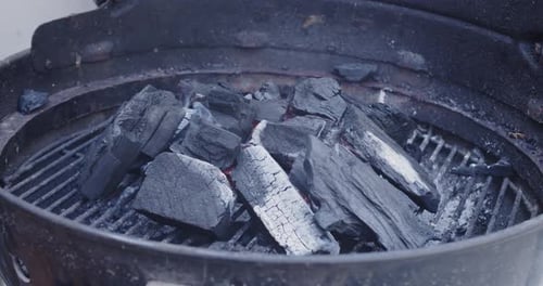 Coal in barbecue lit, for cooking