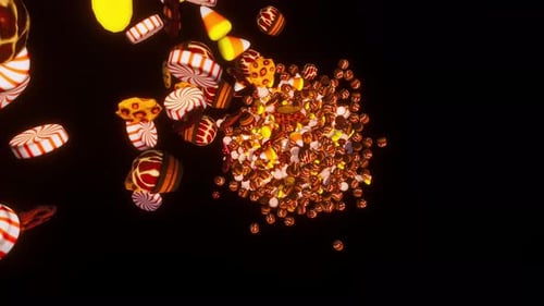 Halloween-Süßigkeiten: 3D-Bonbons, Kekse, Pralinen, Toffees, Muffins — Video