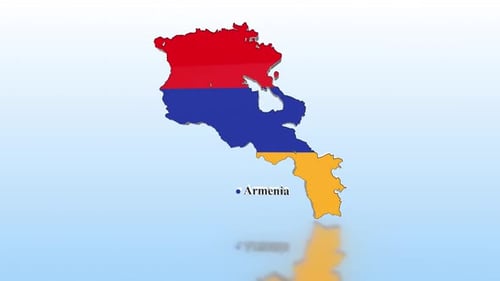 3D Animated Map of Armenia with National Flag Colors