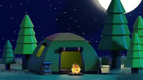 Camping Bonfire Ambience - 3D Animation