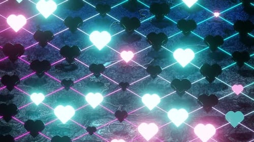 Yellow And Light Blue With Red Heart Stroboscope Background Vj Loop In HD