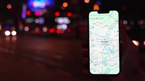 Map Of Winnipeg, Canada On Phone Screen