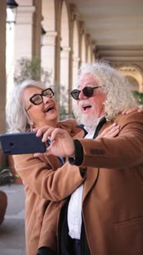 Senior Couple Taking a Photo Together with a Smartphone