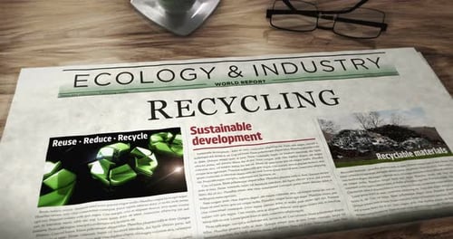 Animated Newspaper World Report on Recycling and Sustainable Development
