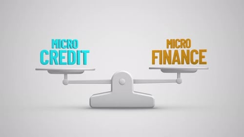 Micro Credit vs Micro Finance balance scale looping animation